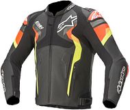 Atem V4 Leather Jacket schwarz fluo rot fluo gelb